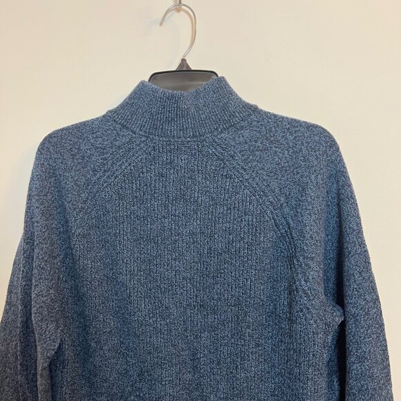 GAP Men Blue Marled Knit Mock Neck 3 Button Sweater Size M - Picture 6 of 9